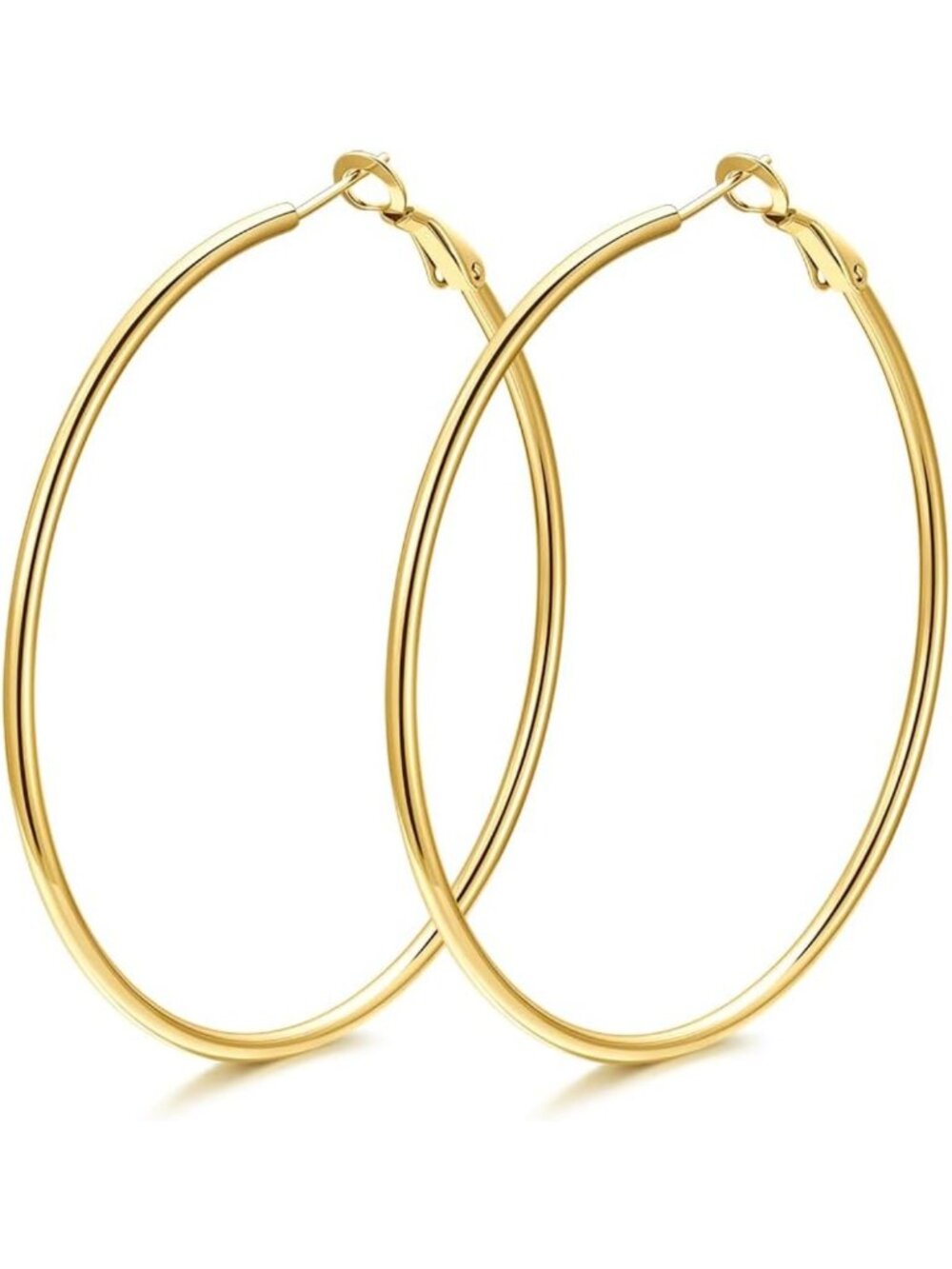Stylish Thin Hoop Earrings for Women - Silver, Black & Gold Plated, 20-100mm